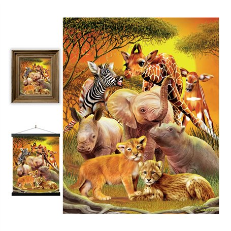 3D LiveLife Affiche murales lenticulaires Cousins Proches de Deluxebase. Poster Safari 3D sans cadre. Décoration murale parfaite
