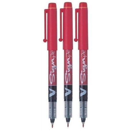 Pilot SW-VSP V Sign Lot de 3 feutres rouges à encre liquide Pointe moyenne 2 mm Trait 0