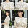 TRIXES Collier en Dentelle Ivoire - Collier Floral - Collier détachable Accessoire d'applique brodé - Accessoire de déguisement