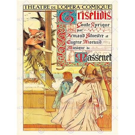 Wee Blue Coo Prints Advert Theatre Stage Opera GRISELIDIS MASSENET Paris Art Print Poster 30X40 CM 12X16 in La publicité Théâtre