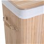 HOMCOM Panier à linge corbeille à linge bac à linge bambou pliable couvercle sac amovible 3 poignées PU 40L x 30l x 60H cm beige
