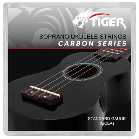 Tiger UAC14-CBN Jeu de cordes pour ukulélé Soprano et Concert Ukes Noir