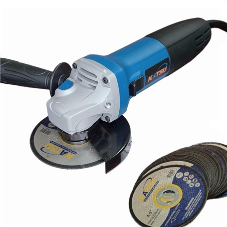 KATSU Tools Meuleuse d'Angle électrique 115mm 780W avec 20 Pièces Lames de Coupe pour Maçonnerie Béton Carrelage Métal Acier Meu