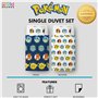 Parure de lit simple Pokémon sous licence officielle pour enfants | Pikachu Bulbasaur Charmander Squirtle Parure de lit réversib