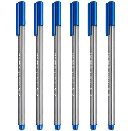 Staedtler 334 Triplus Lot de 6 stylos à pointe fine pointe superfine Bleu 0