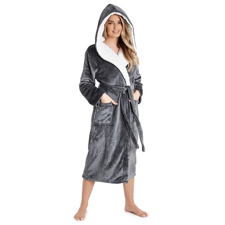 CityComfort Peignoir de bain en polaire douce pour femme - Robe de chambre - Gris - L