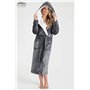 CityComfort Peignoir de bain en polaire douce pour femme - Robe de chambre - Gris - L