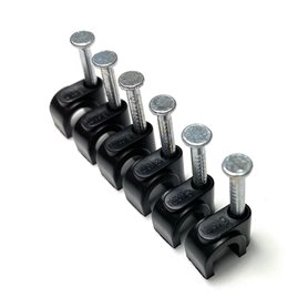 Lot de 100 clips de câble ronds noirs avec clous de fixation, type K (5 mm) Lot de 100 clips de câble ronds noirs avec clous de fixation