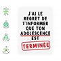 Central 23 Carte Anniversaire Amusante Pour Fille Ou Fils – ADOLESCENCE EST TERMINÉE – Carte D'Anniversaire 20e Anniversaire Pou