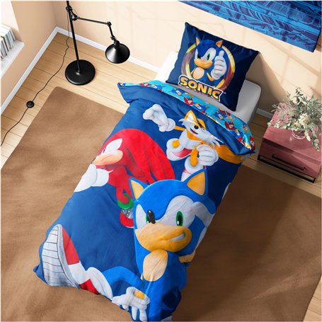 SONIC THE HEDGEHOG Housse de Couette et Taie d'oreiller Garçon