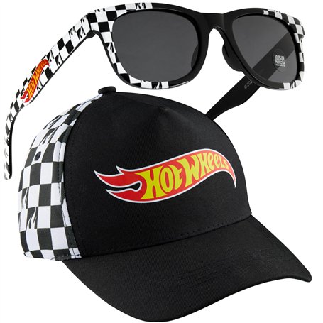 Hot Wheels Casquette de Baseball et Lunettes de Soleil Garçon Chapeau Soleil Été Protection Solaire UV Vacances Accessoires