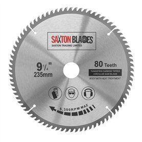 Saxton TCT TCT23580T Lame de scie circulaire à bois - 235 x 30 mm x alésage x 80 dents pour Bosch Makita Dewalt