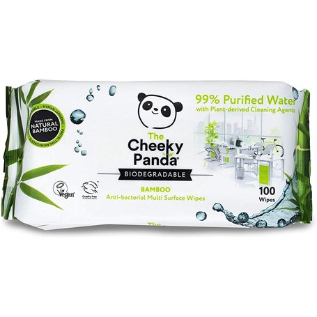 The Cheeky Panda – Lingettes antibactériennes en bambou | Lot de 100 Lingettes | Tue 99% des germes