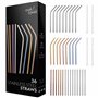 Oak & Steel - 36 Pailles en Acier Inoxydable & 4 Brosses avec Boîte-Cadeau (4 Couleurs) - Écologiques