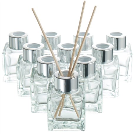 MATANA 10 Bouteilles Diffuseur en Verre Vides avec 40 Bâtonnets de Parfum - Diffuseur Parfum Bouteilles