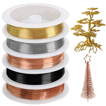 Kurtzy Lot de 5 Fil de Cuivre pour Bijoux - Rouleaux de Fil Decoration de 0