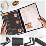 Belle Vous Protege Menu A4 - Lot 5 Porte Menu Restaurant 2 Page Double Face Style Américain - Pochette Menu Noires avec Coins Pr