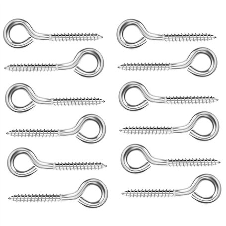 BELLE VOUS Crochets à Vis en Acier Inoxydable (Lot de 12) - Vis Oeillet M6 Robuste de 8 cm - Crochets Métalliques Autoperceurs p