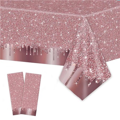 2 Pièces Nappe Rectangle Paillettes Rose