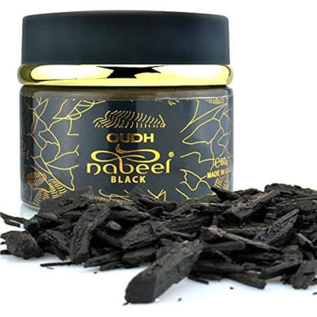 Nabeel Oudh Nabeel Black Incense Bakhour | 1 boîte de 60 g d'encens Bakhour authentique en copeaux de bois arabe | Parfait pour