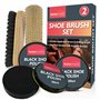 Lot de 2 brosses à chaussures et 3 cirages noirs
