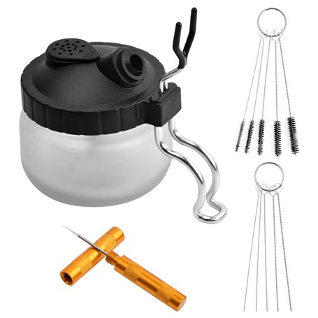 Cozlly Kit de Nettoyage Complet pour Aérographe Comprenant 1 Pot de Nettoyage pour Aérographe avec Support