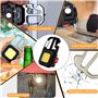 2Pcs Mini portable LED lampe de travail porte-clés lampe de poche, 7 modes USB rechargeable COB porte-clés avec tournevis décaps