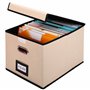 BELLE VOUS Boite de Rangement de Dossiers A4 - Couvercle et Etiquette - 31 x 37 x 25cm Boîte Tissu Pliable - Boîte à Documents D