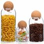 BELLE VOUS Lot de 3 Bocaux en Verre avec Couvercle en Liège - 3 Tailles de Pots à Épices - Bocal de Conservation Alimentaire - B