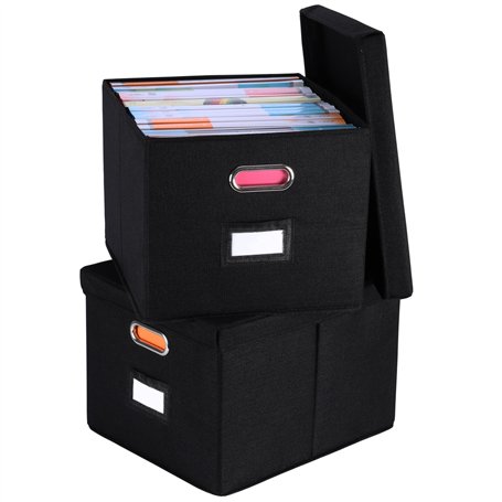 BELLE VOUS Lot de 2 Boîtes de Stockage de Dossiers - Boite de Rangement de Documents - Trieur pour Bureau ou Maison - Classeur d