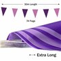 Guirlande de fanions violets de 30 m, 74 grands drapeaux pour décorations d'intérieur et d'extérieur, parfaite pour les décorati
