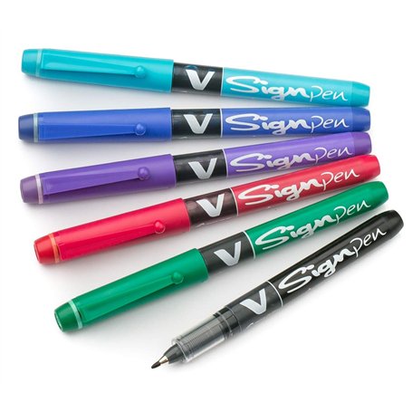 Pilot V Sign Lot de 6 stylos à encre liquide avec une pointe de 2 mm d'épaisseur
