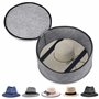 Winter Shore Boite Chapeau Ronde Grise - Grand Organisateur de Chapeaux Pliable avec Fermeture Éclair, Fenêtre Transparente, Poi
