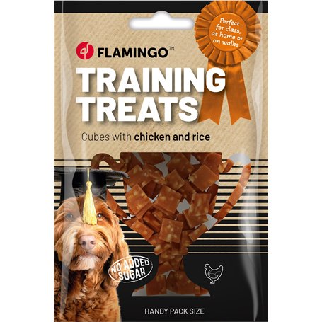 Flamingo Friandises d’Entraînement Morceaux Poulet & Riz 60g – Snacks Moelleux et Digestes | Récompenses Idéales pour Dressage