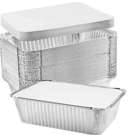 outihome Barquette Aluminium avec Couvercle Cartonné 930ml