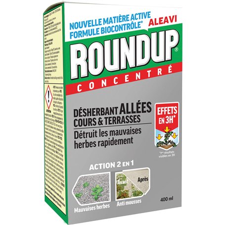 Roundup Désherbant Allées Cours et Terrasses Concentré 400ml
