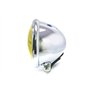 Phare de moto universel 120mm en CHROME avec lentille jaune pour Chopper, Bobber, Cafe Racer, Scrambler Project, Custom Street B