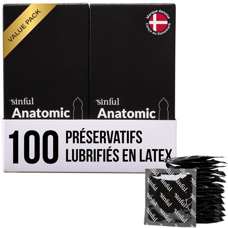 Sinful Regular Préservatifs Lot de 100 - Standard Preservatifs lot 100 - Preservatif Homme - 185 mm de Long