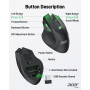 acer Souris sans Fil, Souris Ordinateur Ergonomique, 2.4GHz avec Mini récepteur USB, Souris Optique USB, 6 Boutons Programmables