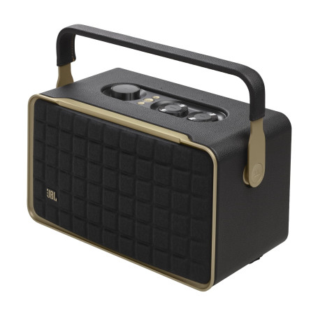 JBL Authentics 300 Enceinte intelligente connectée portable avec Wi-Fi, Bluetooth et assistants vocaux, design rétro, noire, Pri