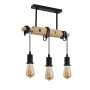 Toolight Suspension Luminaire Industrielle Rétro, Lustre Industriel en Bois, Lustre Réglable Vintage en Métal Noir E27 pour Salo