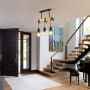 Toolight Suspension Luminaire Industrielle Rétro, Lustre Industriel en Bois, Lustre Réglable Vintage en Métal Noir E27 pour Salo
