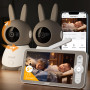 ieGeek 2K/3MP 5" Babyphone 2 Caméra Bebe,PTZ 360° Baby Phone Vidéo connecté Smartphone, Visiophone avec Alertes Intelligentes/Vi