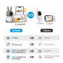 ieGeek 2K/3MP 5" Babyphone 2 Caméra Bebe,PTZ 360° Baby Phone Vidéo connecté Smartphone, Visiophone avec Alertes Intelligentes/Vi