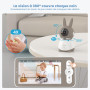 ieGeek 2K/3MP 5" Babyphone 2 Caméra Bebe,PTZ 360° Baby Phone Vidéo connecté Smartphone, Visiophone avec Alertes Intelligentes/Vi