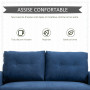 HOMCOM Canapé 2 Places Design scandinave dim. 145L x 76l x 88H cm Pieds Bois Massif Tissu Bleu