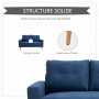 HOMCOM Canapé 2 Places Design scandinave dim. 145L x 76l x 88H cm Pieds Bois Massif Tissu Bleu