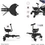 Moby-System Extension de Poussette Universelle 2 en 1 avec Siège et Roues LED, Planche Poussette Universelle, Accessoires pour P