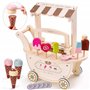 Mamabrum Chariot MAM16 Salon de Glace en Bois sur Roues - Ensemble avec Cônes, Boules Magnétiques, Cuillère, Menu et PièCes 