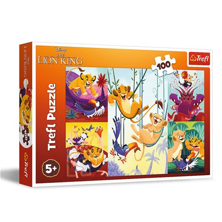 Trefl - The Lion KingBrave Roi Lion - Puzzle 100 Pièces - Puzzle coloré avec des Personnages de Dessin Animé